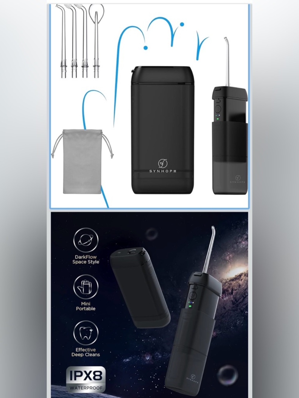 Portable Black Water Flosser with 0.6mm Nozzle. (Opened box but never used)